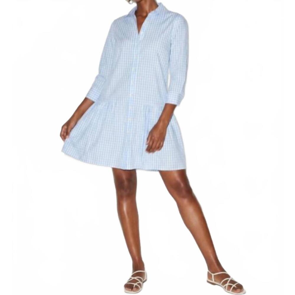 NEW THE SHIRT drop waist shirt dress in sky blue check